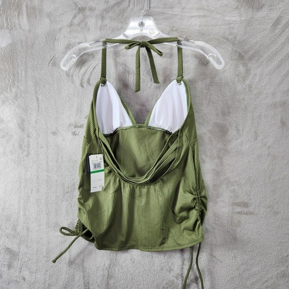 Salt‎ + Cove Tankini Top Olive Green Halter Tank Ribbed Drawstring Sides Size L - Picture 3 of 6